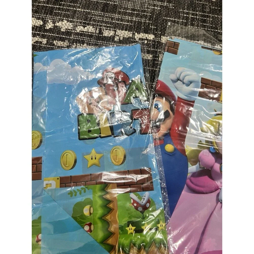 Super Bros Themed Party Decorations party treat box table cloth figures mario